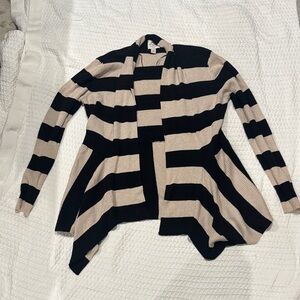 St. John's Bay Black and Tan Striped Cardigan